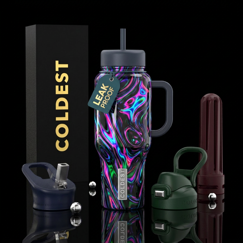 Lost, glossy, trompe-l'œil, fantasy, rebellious, s... water bottle design