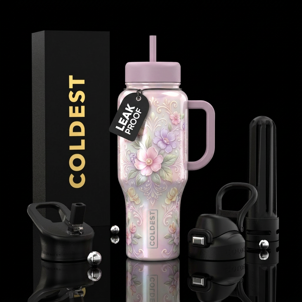 Romanticism, glossy, glowie, alluring, trompe-l'œi... water bottle design