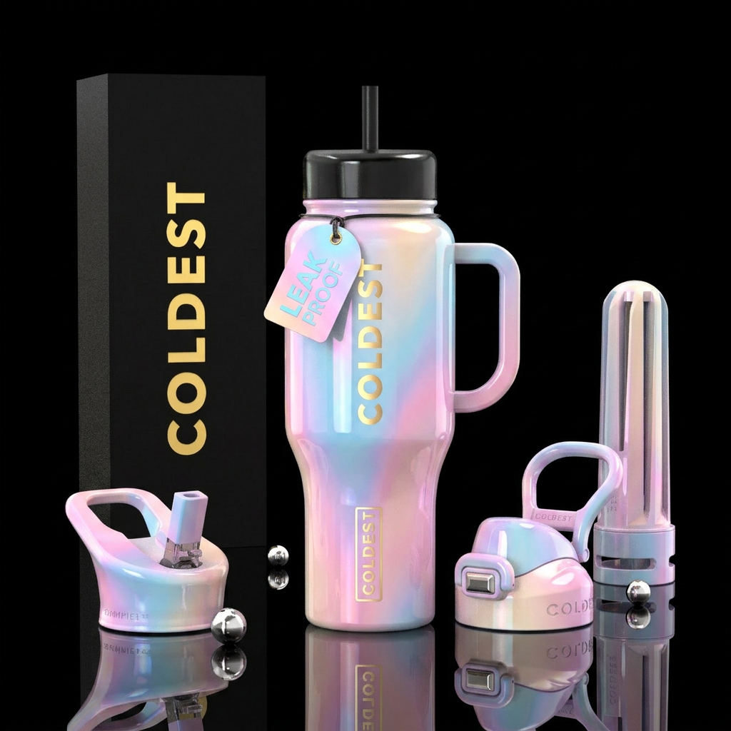 Romanticism, glossy, glowie, alluring, trompe-l'œi... water bottle design