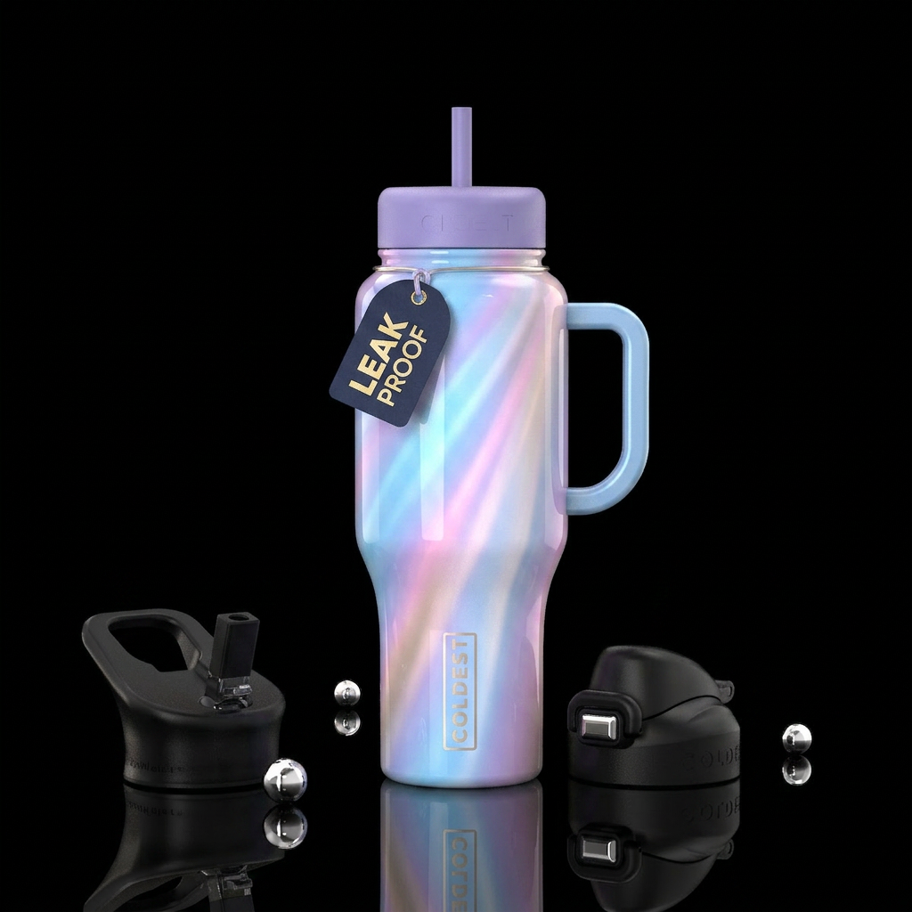 Romanticism, glossy, glowie, alluring, trompe-l'œi... water bottle design