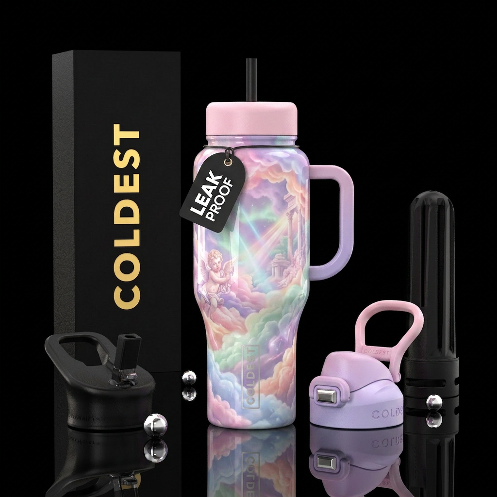 Romanticism, glossy, glowie, alluring, trompe-l'œi... water bottle design
