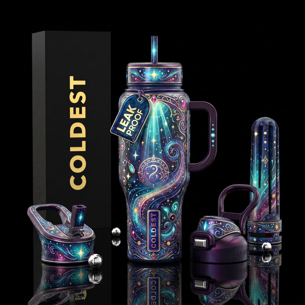 Romanticism, glossy, glowie, alluring, trompe-l'œi... water bottle design