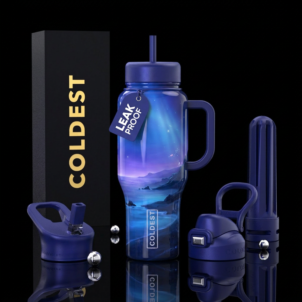 Romanticism, glossy, glowie, alluring, trompe-l'œi... water bottle design