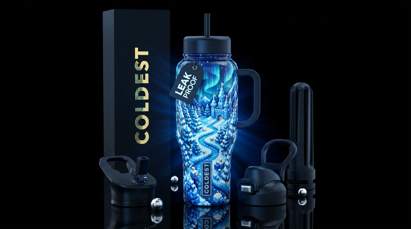 Romanticism, glossy, glowie, alluring, trompe-l'œi... water bottle design