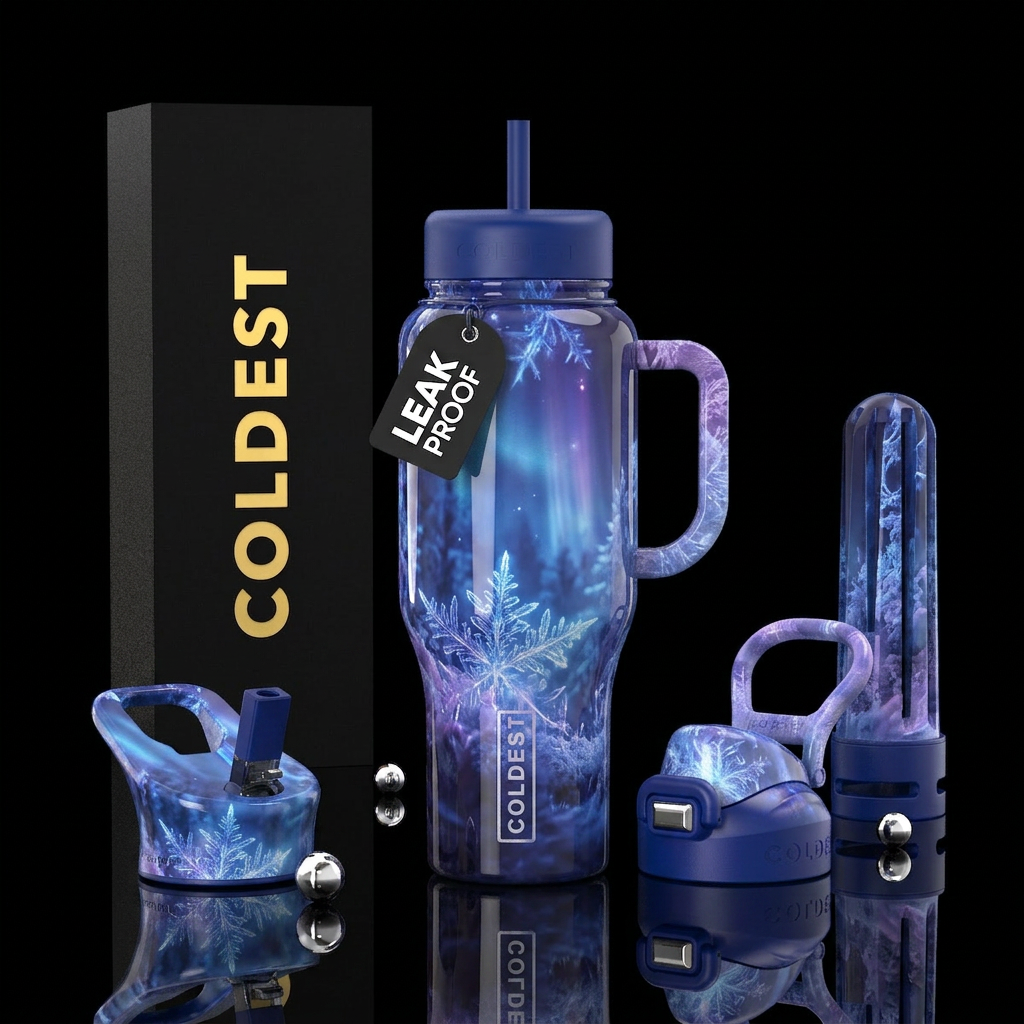 Romanticism, glossy, glowie, alluring, trompe-l'œi... water bottle design