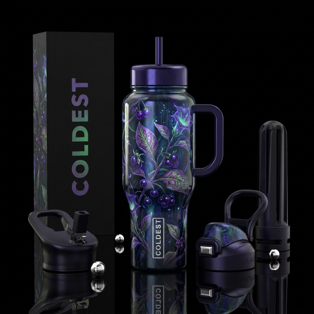 shiftiest lacquers, DEADLY NIGHTSHADE,glossy, glow... water bottle design