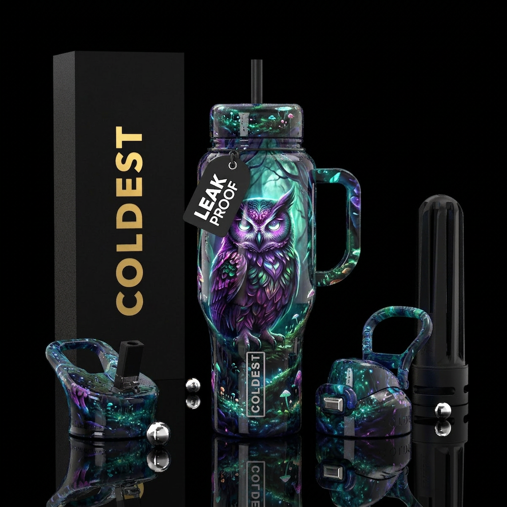 haunting shade,glossy, glowie, trompe-l'œil, allur... water bottle design