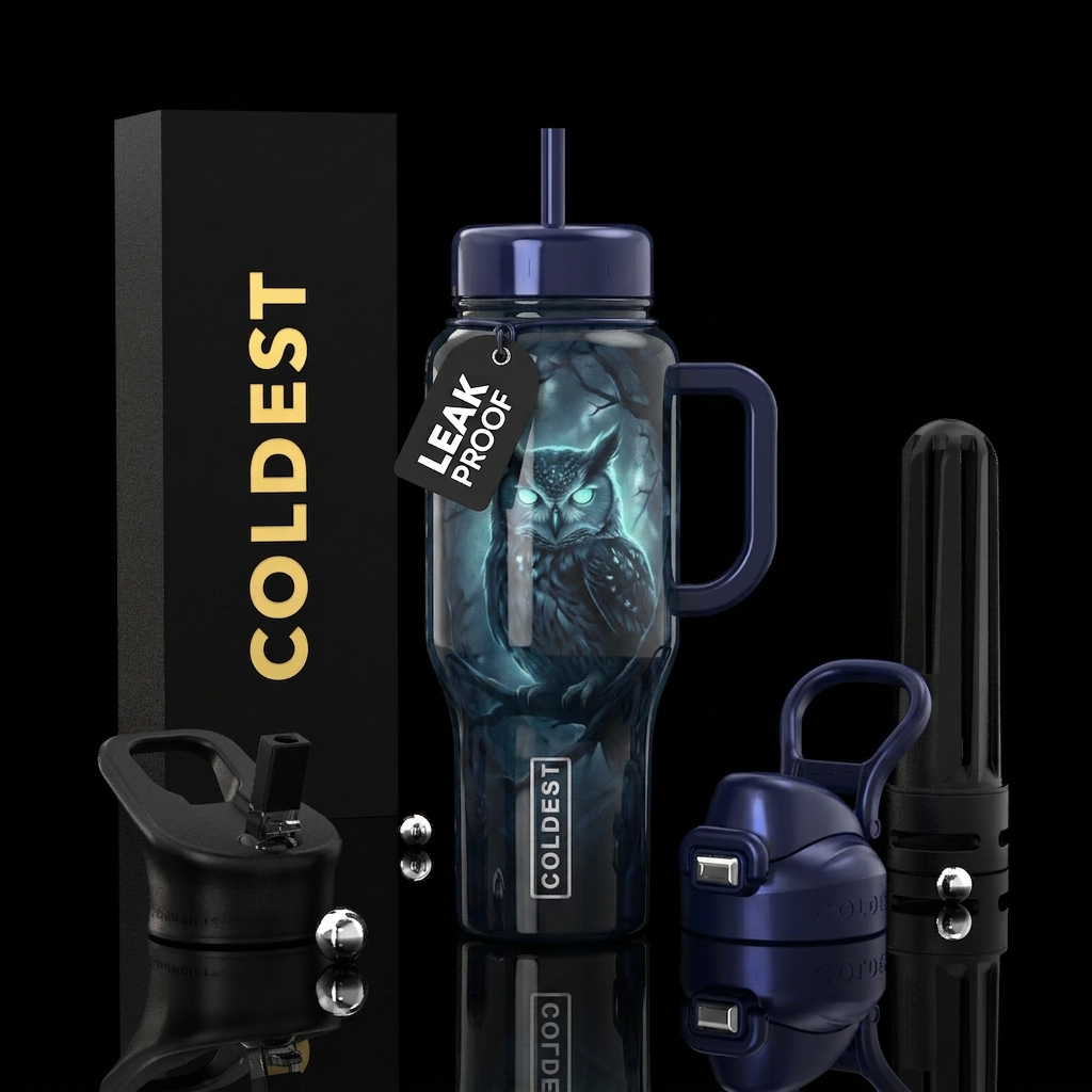 haunting shade,glossy, glowie, trompe-l'œil, allur... water bottle design