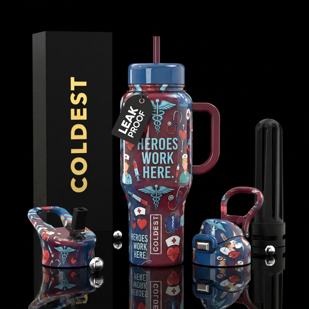 Nurses appreciation, glossy,trompe-l'œil, alluring water bottle design
