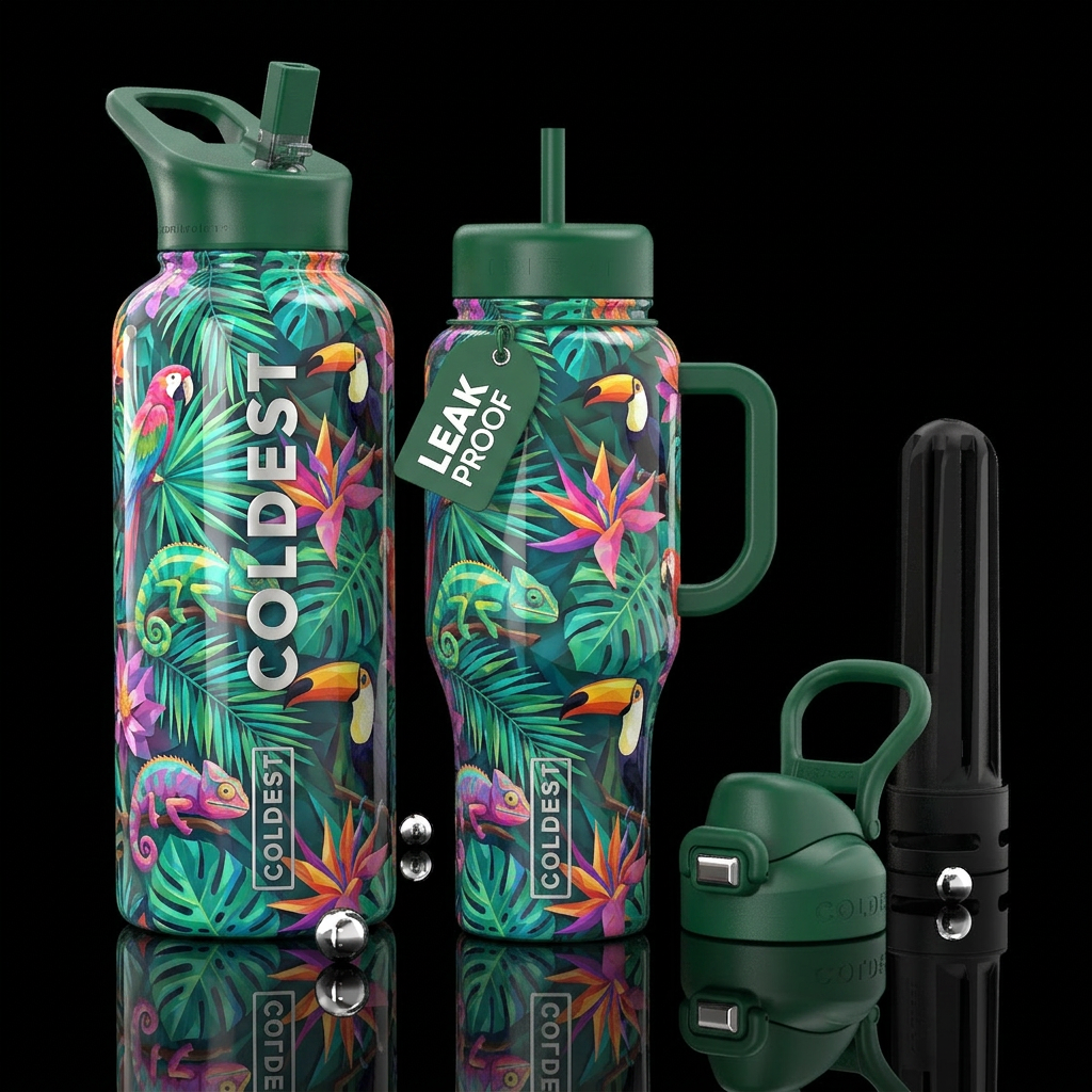 glossy, glowie, trompe-l'œil, ageless, low poly, t... water bottle design