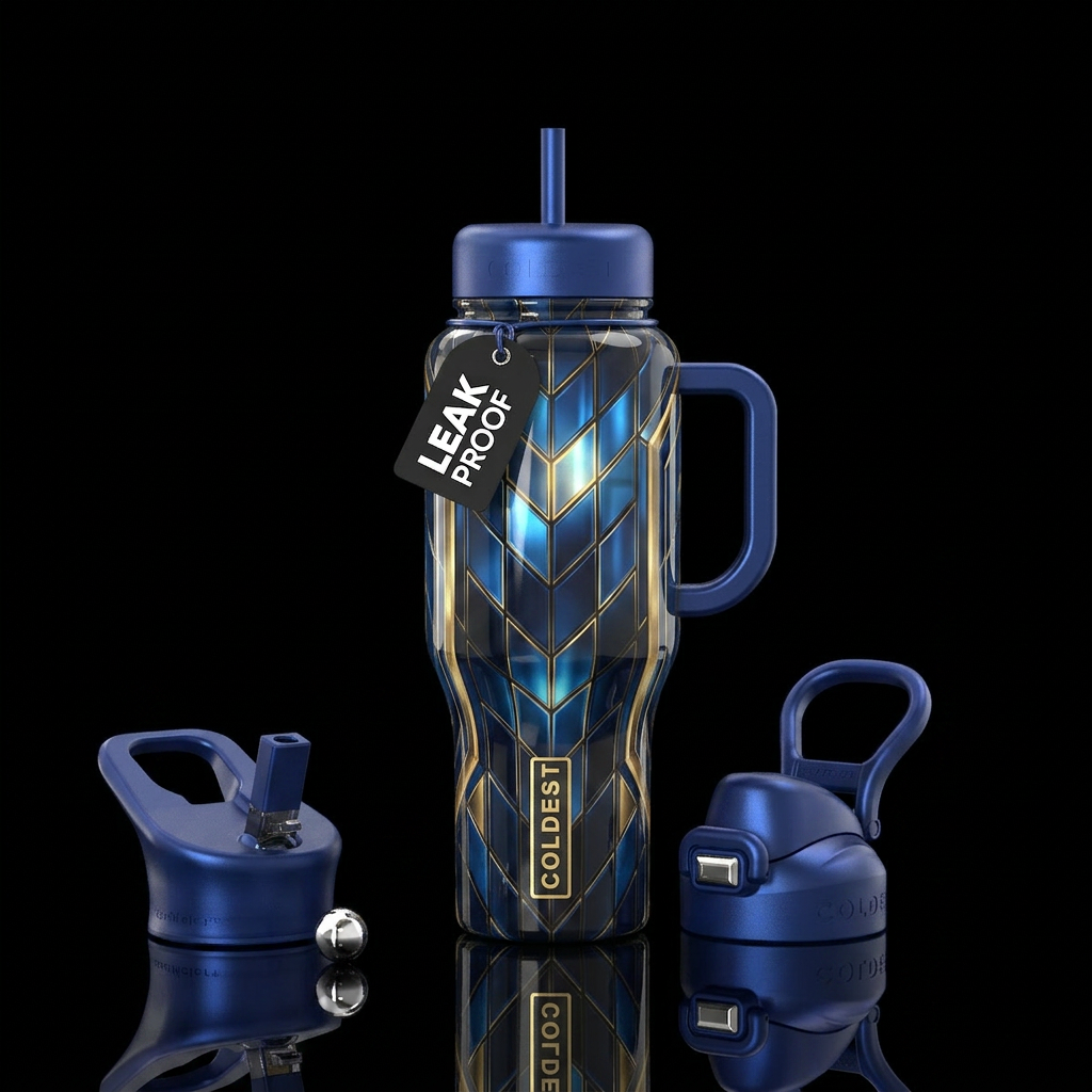 Beauty, striking, glossy, trompe-l'œil, beam water bottle design