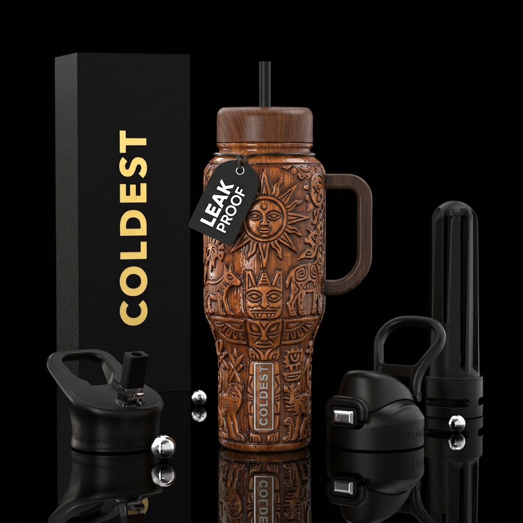 woodworking, light, spiritual, outsider art,glossy... water bottle design
