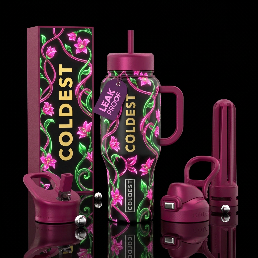 Cute lovevines, flowering, glossy, glowie, trompe-... water bottle design