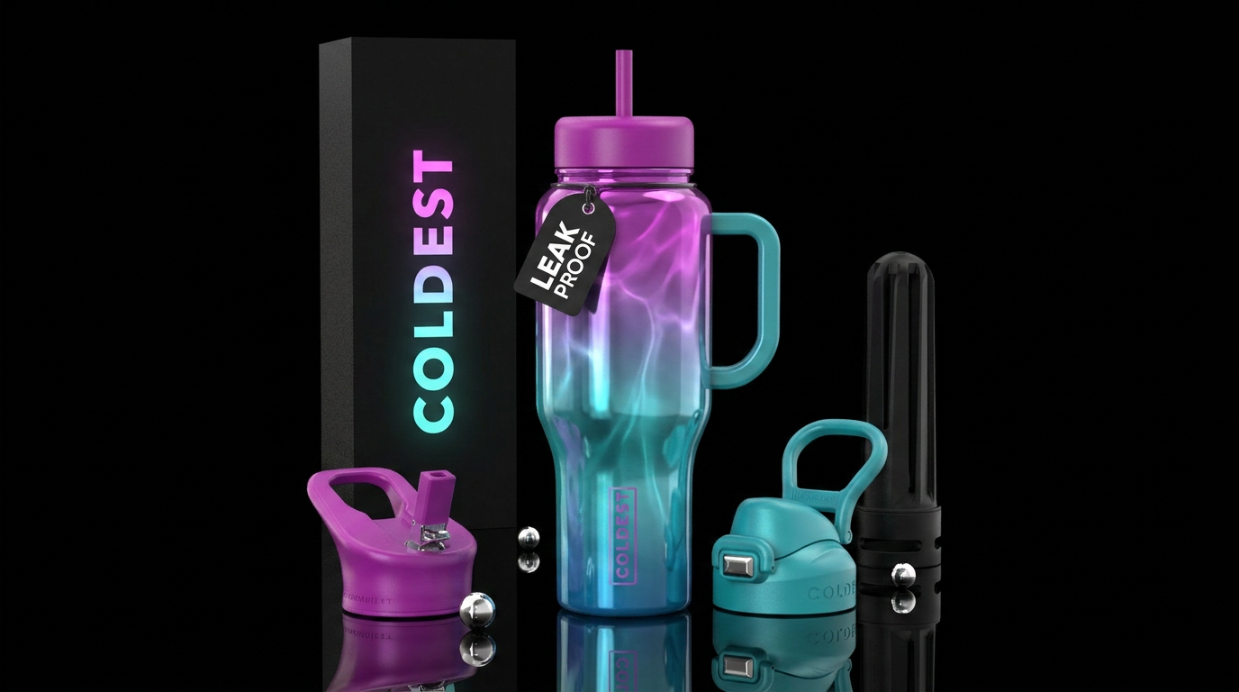 , feng sway, glossy, trompe-l'œil, glowie water bottle design