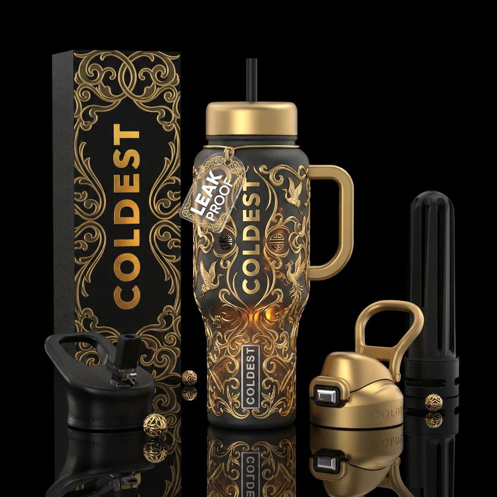 , fung sway, glossy, trompe-l'œil, glowie water bottle design