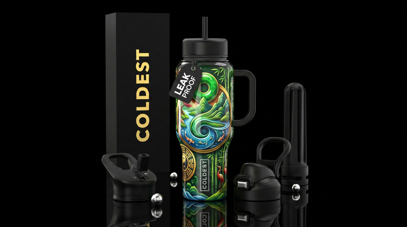 feng shui,glossy, trompe-l'œil, water bottle design