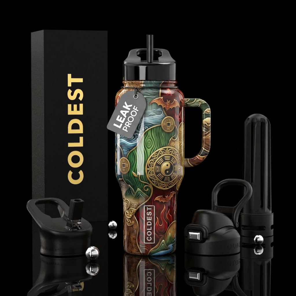 feng shui,glossy, trompe-l'œil, water bottle design