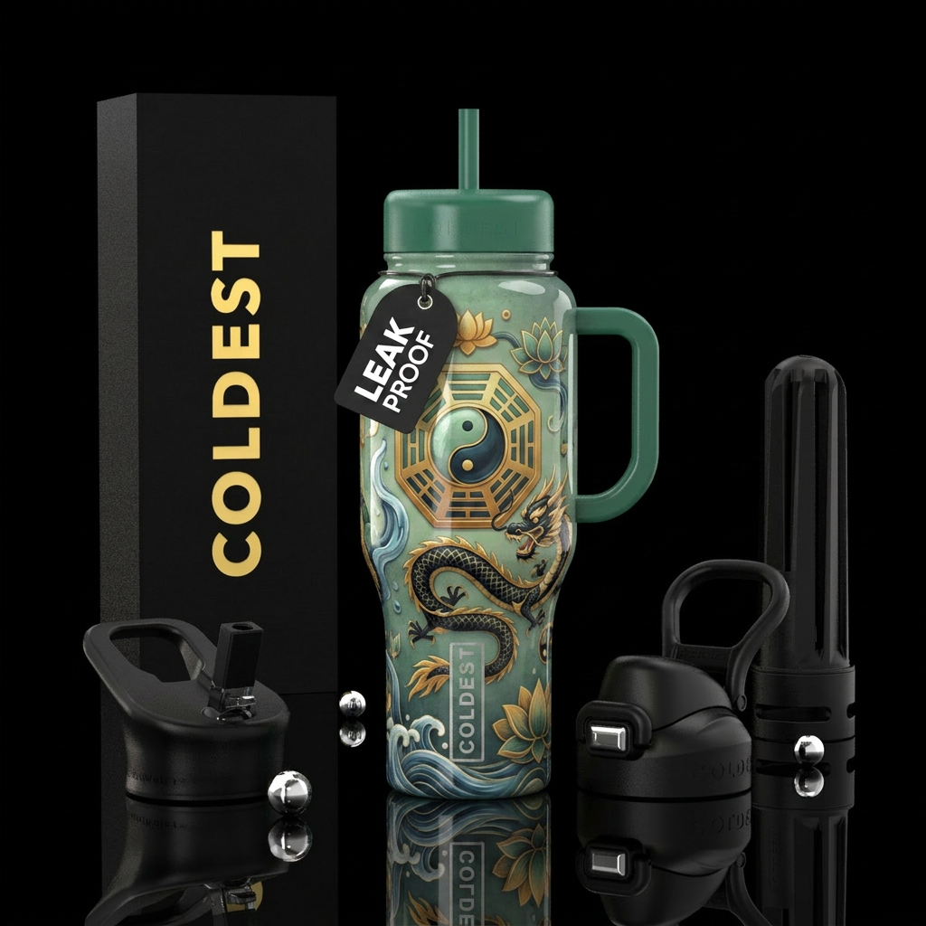 feng shui,glossy, trompe-l'œil, water bottle design