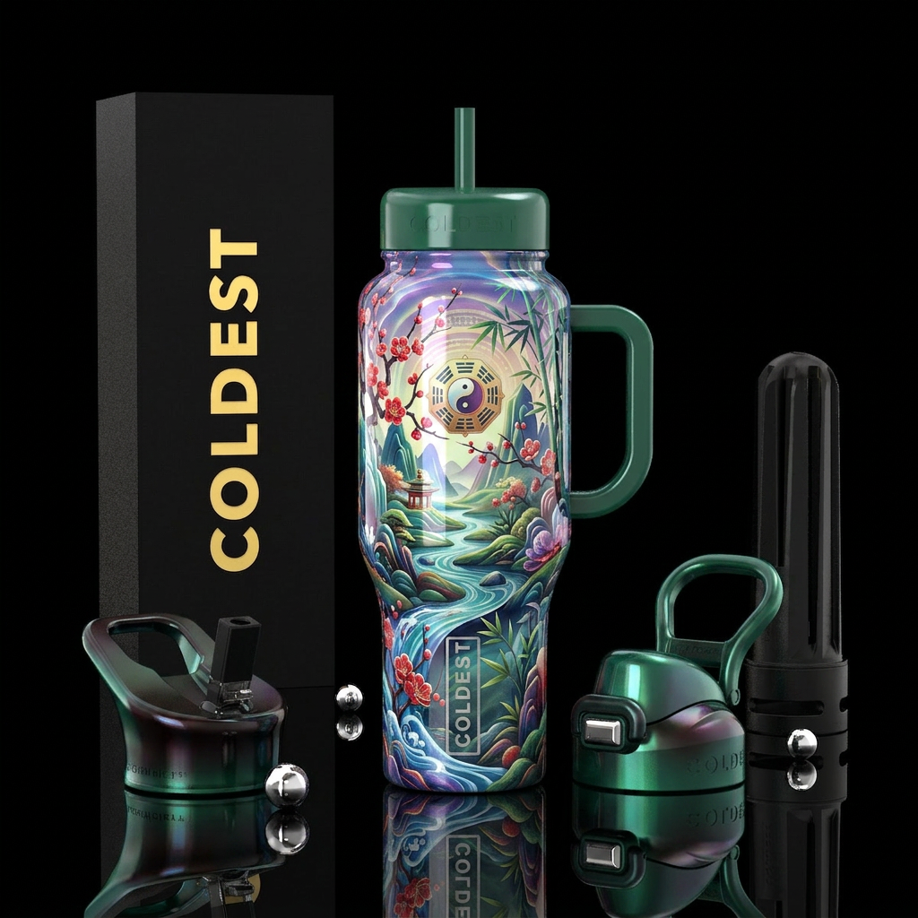 feng shui,glossy, trompe-l'œil, water bottle design