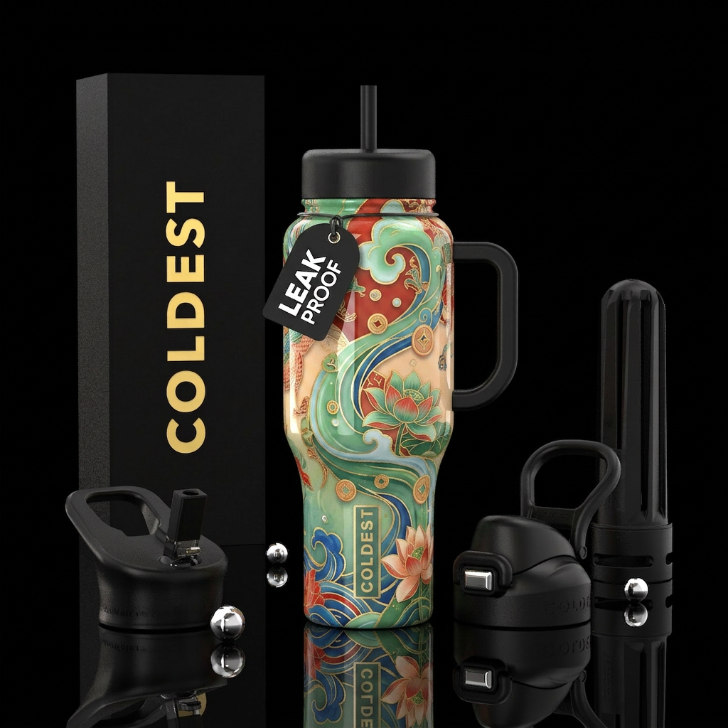 feng shui,glossy, trompe-l'œil, water bottle design