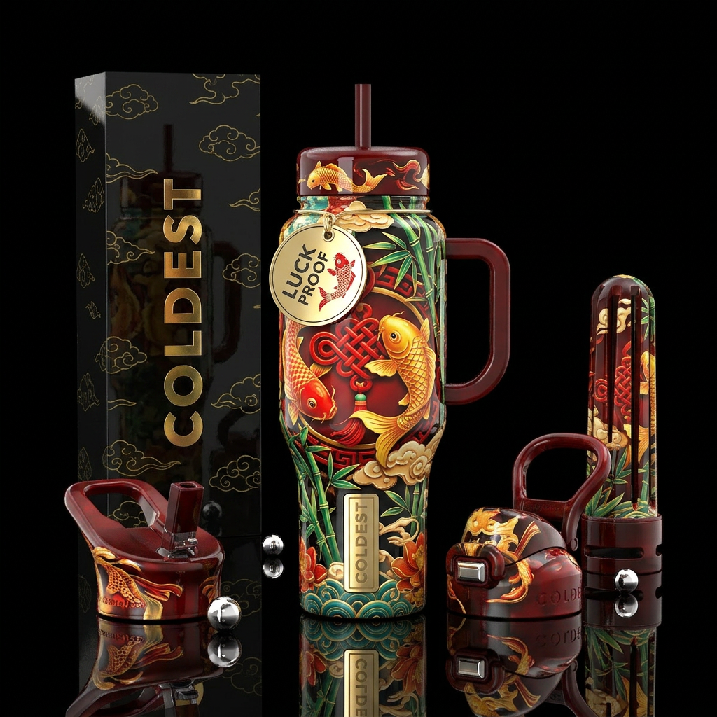 feng shui,luck,glossy, trompe-l'œil, water bottle design