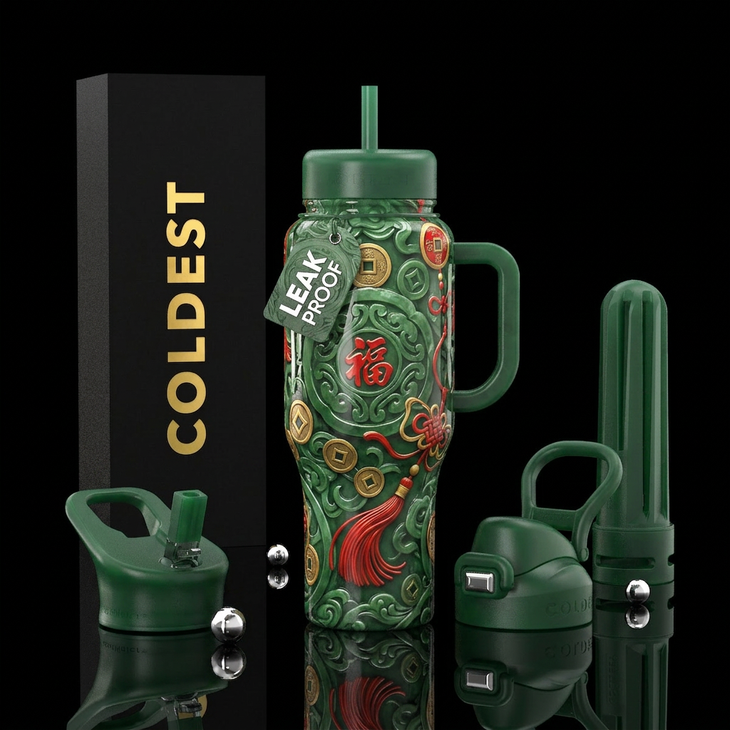 feng shui,lucky, glossy, trompe-l'œil, water bottle design