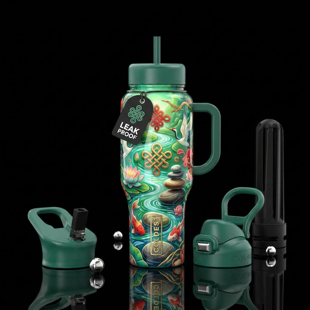 Zen,lucky, glossy, trompe-l'œil, water bottle design