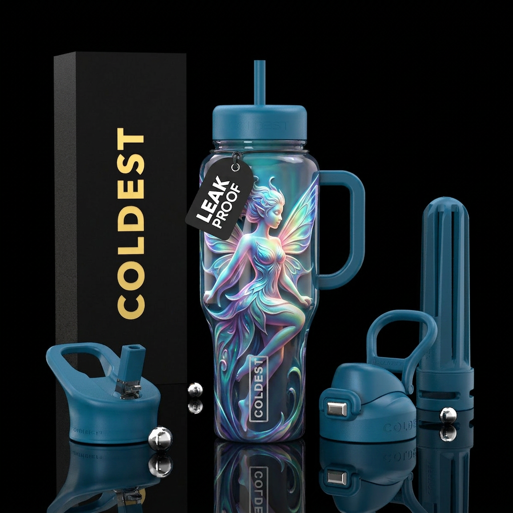Flamboyant beautiful faerie, glossy, glowie, tromp... water bottle design