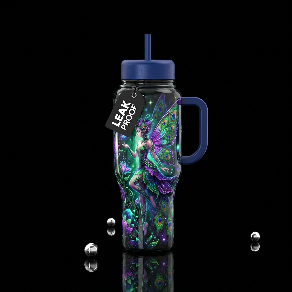 Flamboyant beautiful faerie, glossy, glowie, tromp... water bottle design