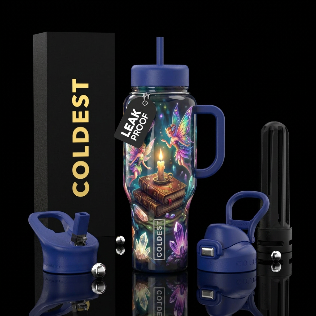 Flamboyant faeries, glossy, glowie, trompe-l'œil, ... water bottle design