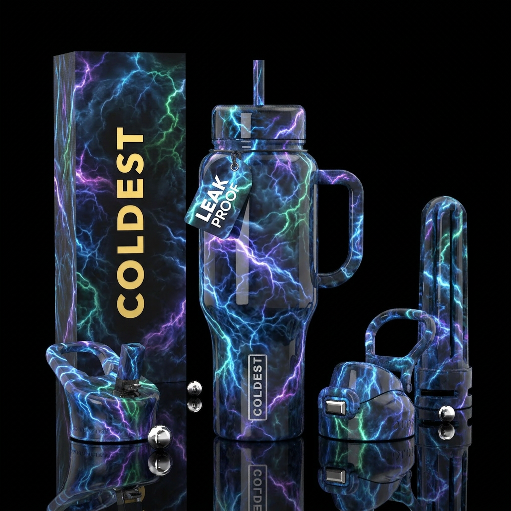 Storm born glowie, glossy, glowie, trompe-l'œil water bottle design