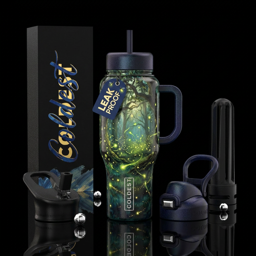 understated, oil painting,glossy, trompe-l'œil, pe... water bottle design