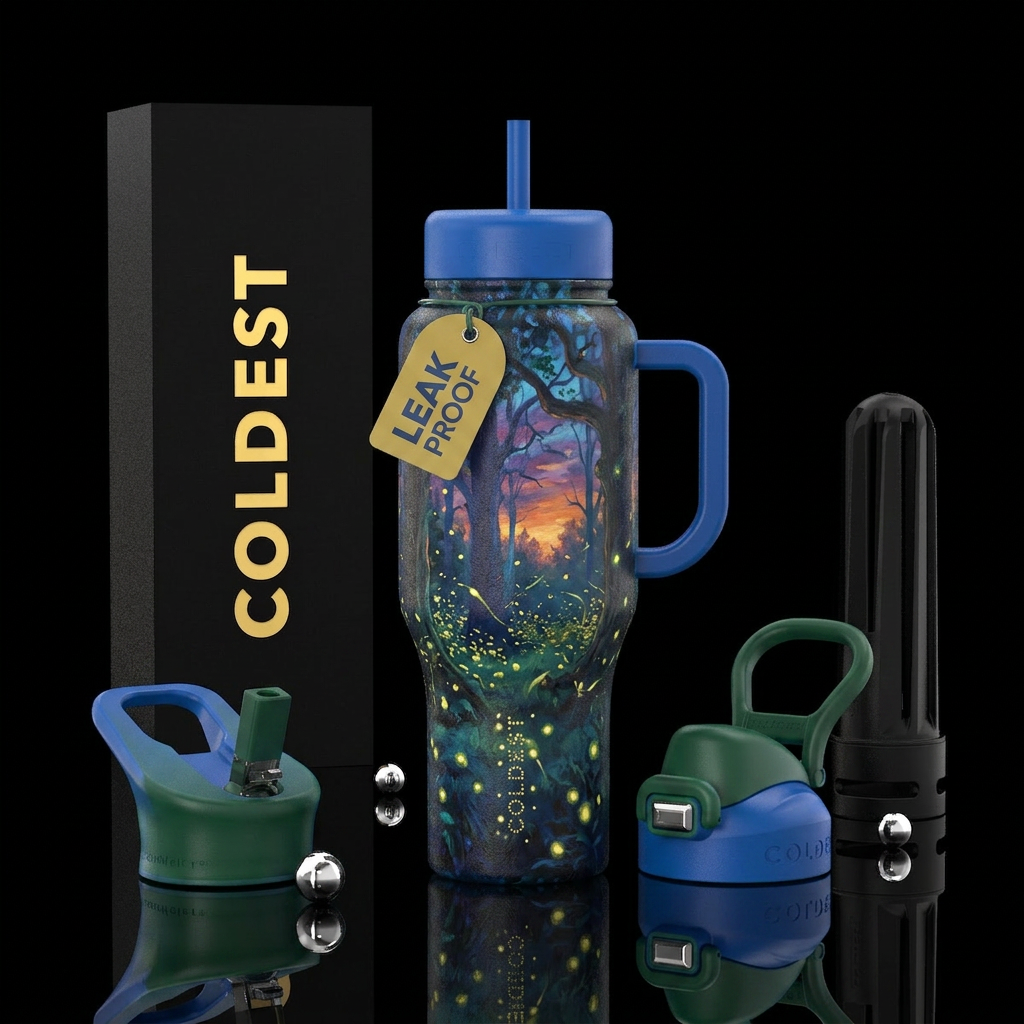 understated, oil painting,glossy, trompe-l'œil, pe... water bottle design