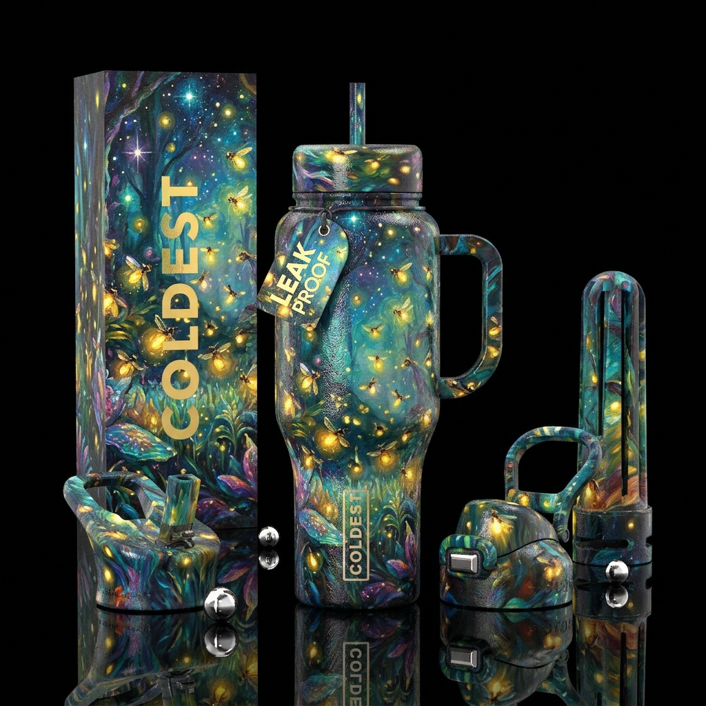 understated, oil painting,glossy, trompe-l'œil, pe... water bottle design