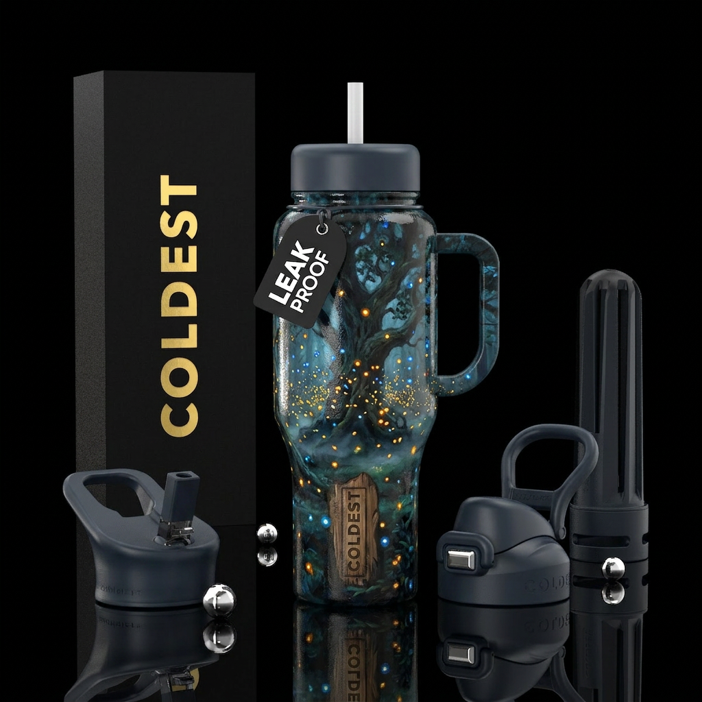 understated, oil painting,glossy, trompe-l'œil, pe... water bottle design