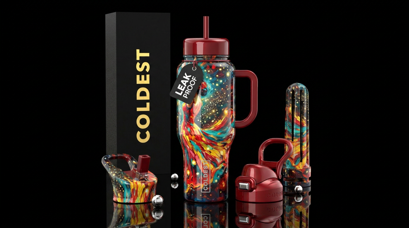 understated, oil painting,glossy, trompe-l'œil, pe... water bottle design