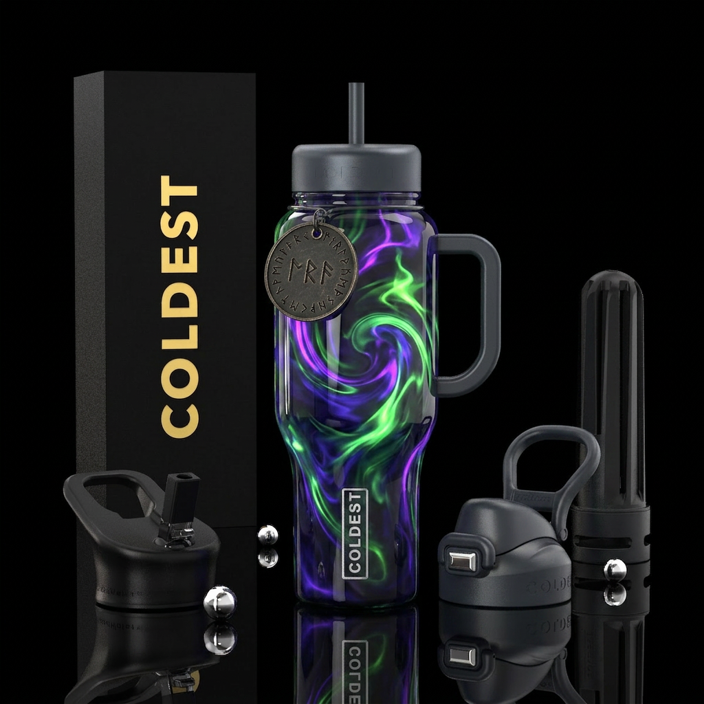 Necromancy potion, glossy, glowie, trompe-l'œil water bottle design