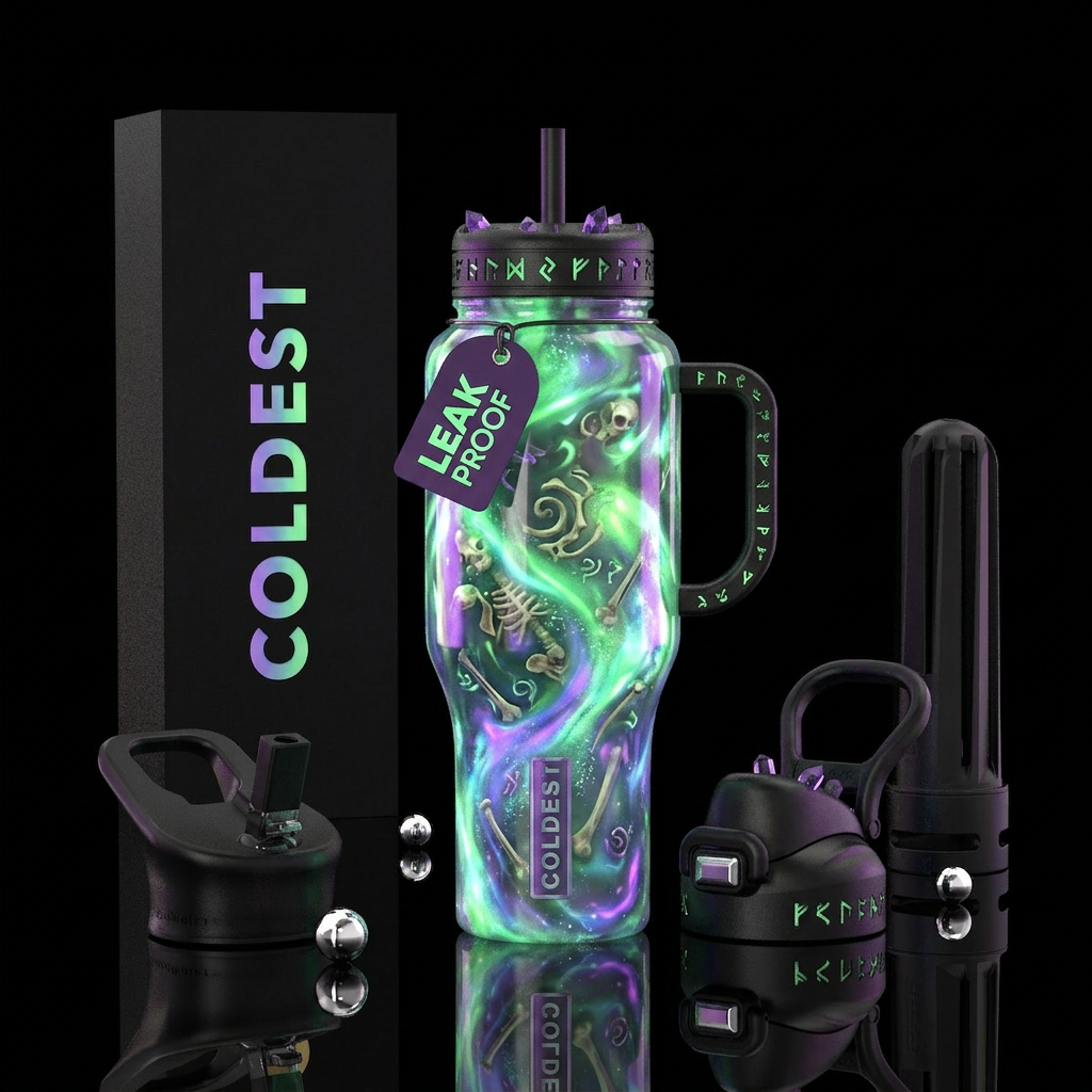 Necromancy potion, glossy, glowie, trompe-l'œil water bottle design