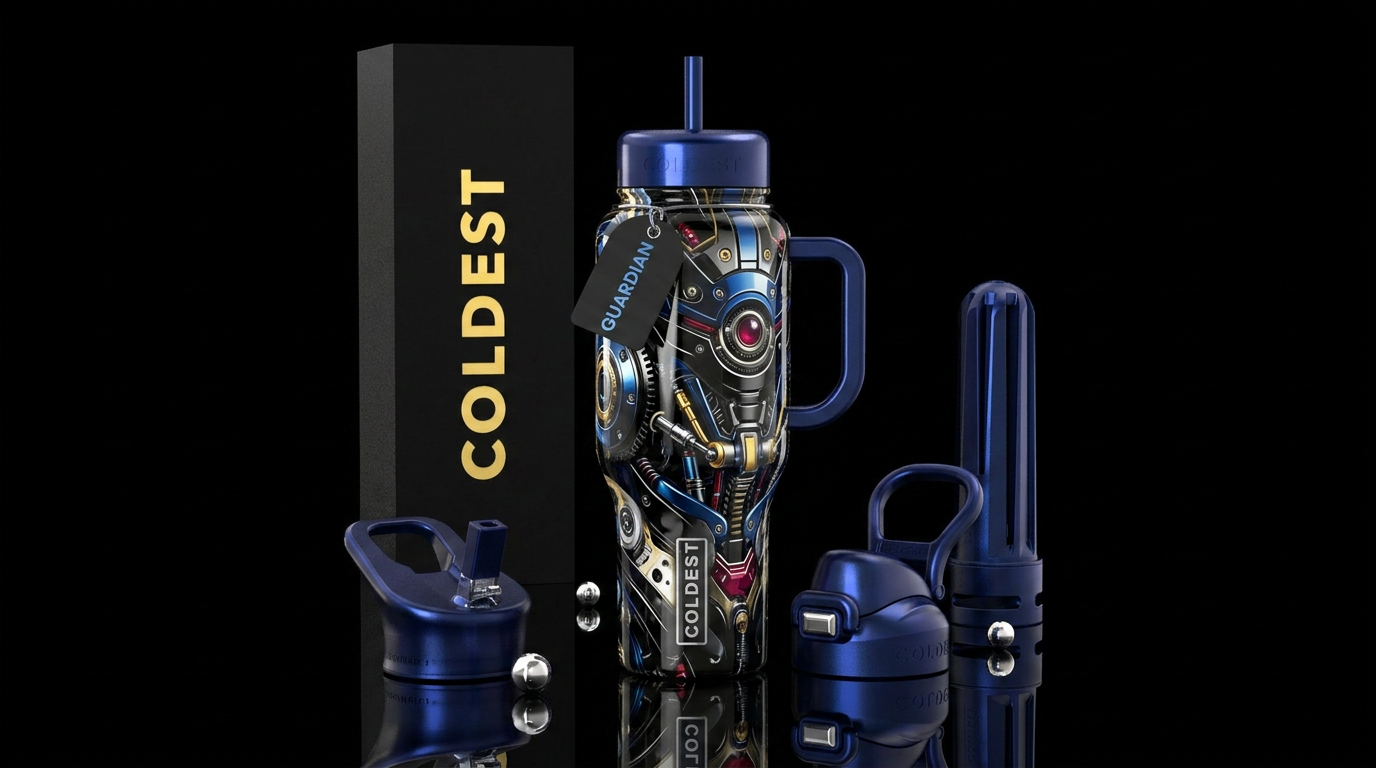 Guardian,glossy,trompe-l'œil water bottle design