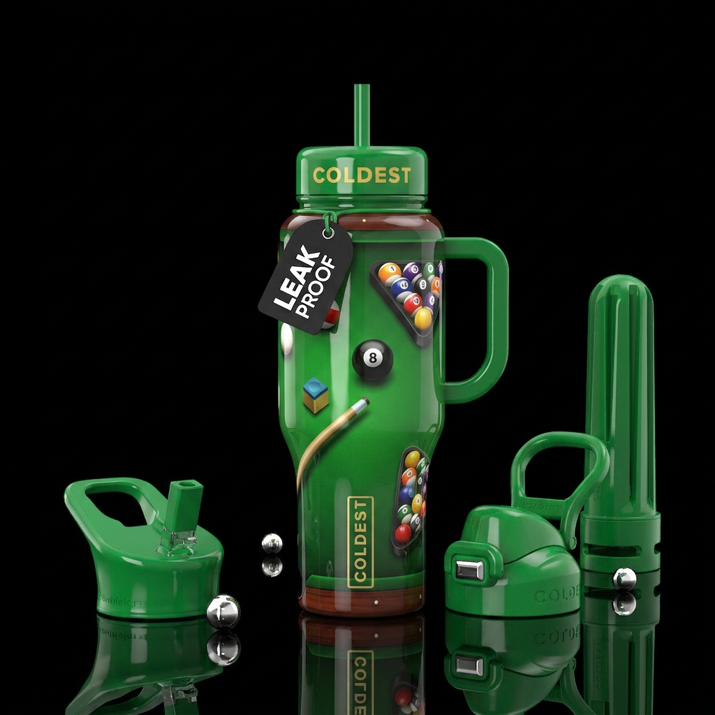 Billards,glossy,trompe-l'œil water bottle design