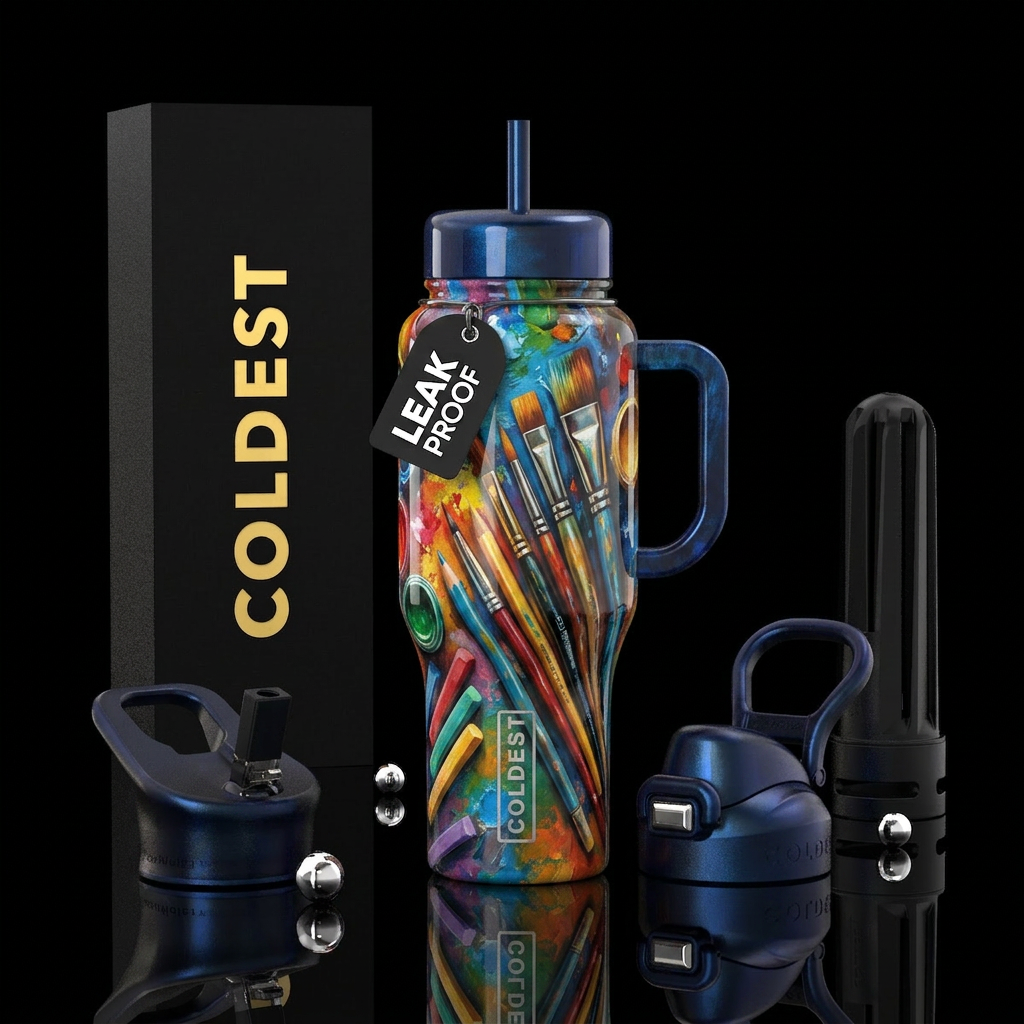 Creativity, glossy, trompe-l'œil water bottle design