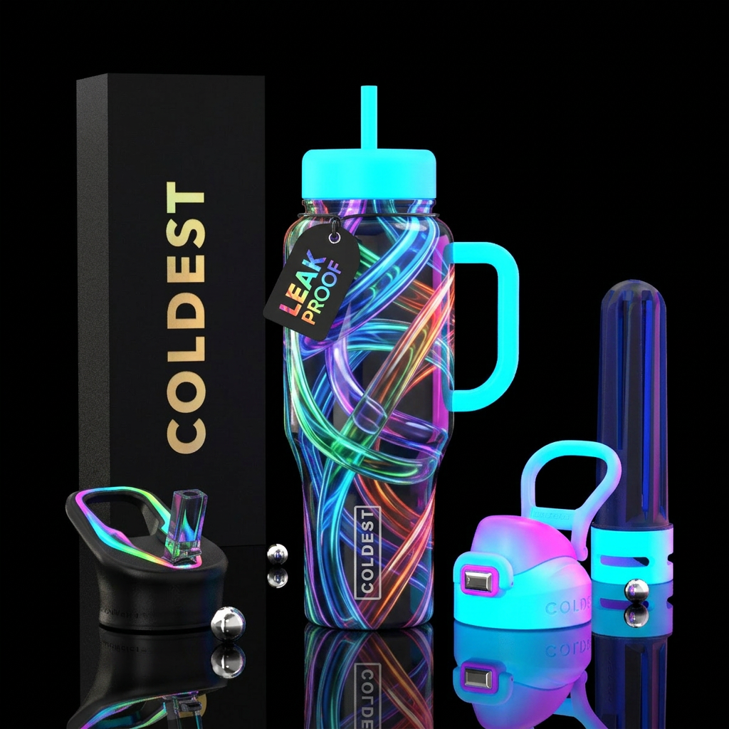 Multi Color intertubes,glossy, trompe-l'œil ,glowi... water bottle design