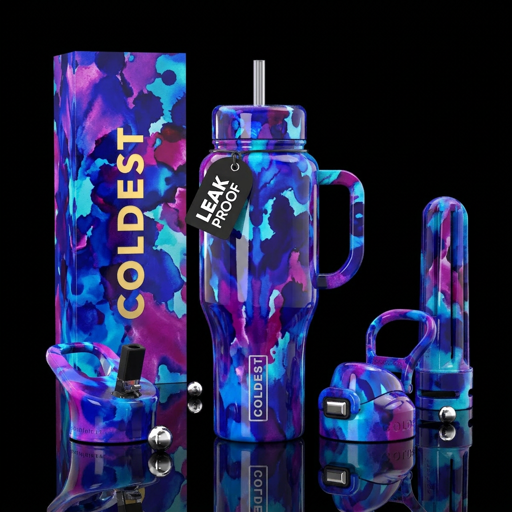 Ink blots test,glossy water bottle design