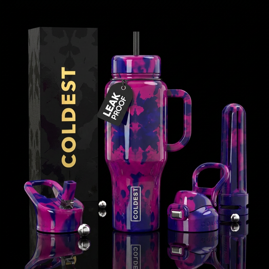 Ink blots test,glossy water bottle design