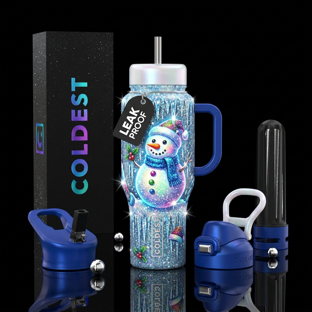 Beautiful glitter ice sickles, glossy, trompe-l'œi... water bottle design