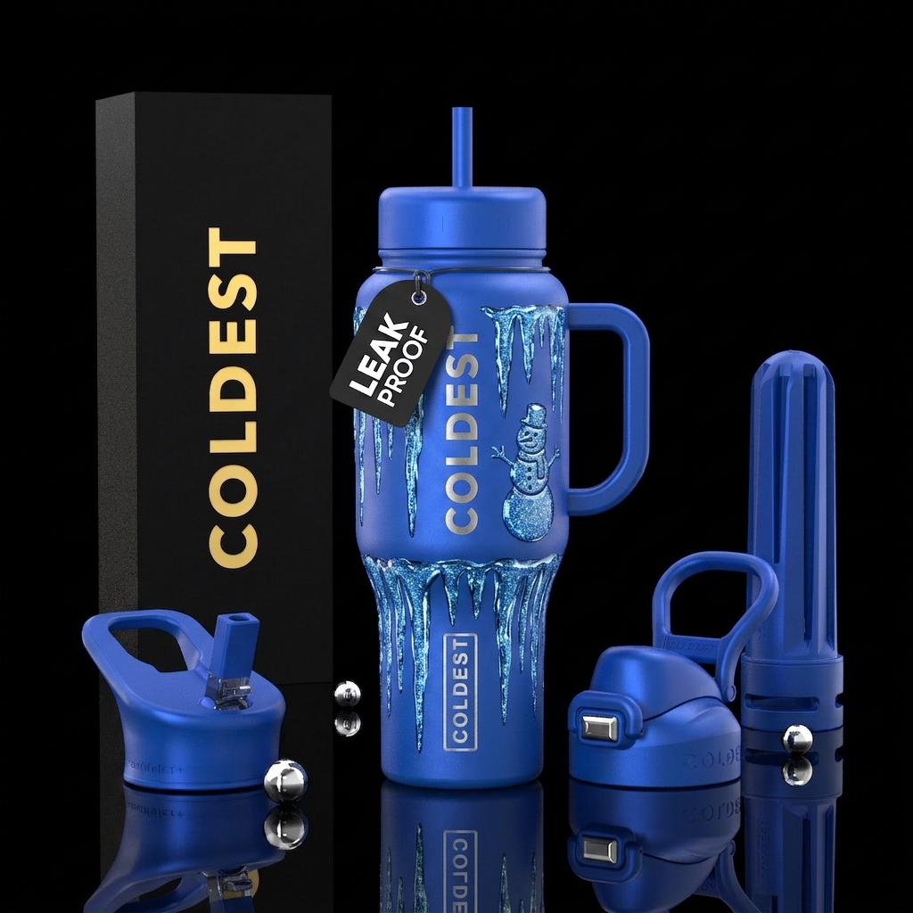 Beautiful glitter ice sickles, glossy, trompe-l'œi... water bottle design