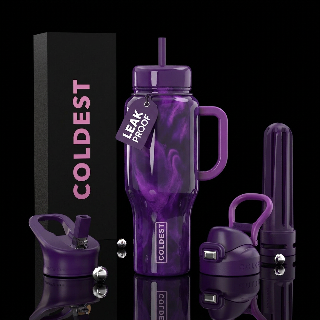 Purrple and orchid glaze,glossy water bottle design