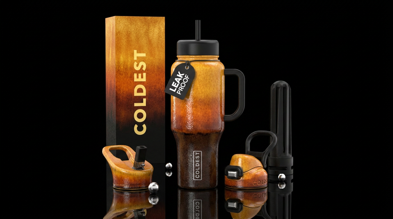 Crock style glaze, glossy, trompe-l'œil,ombre water bottle design
