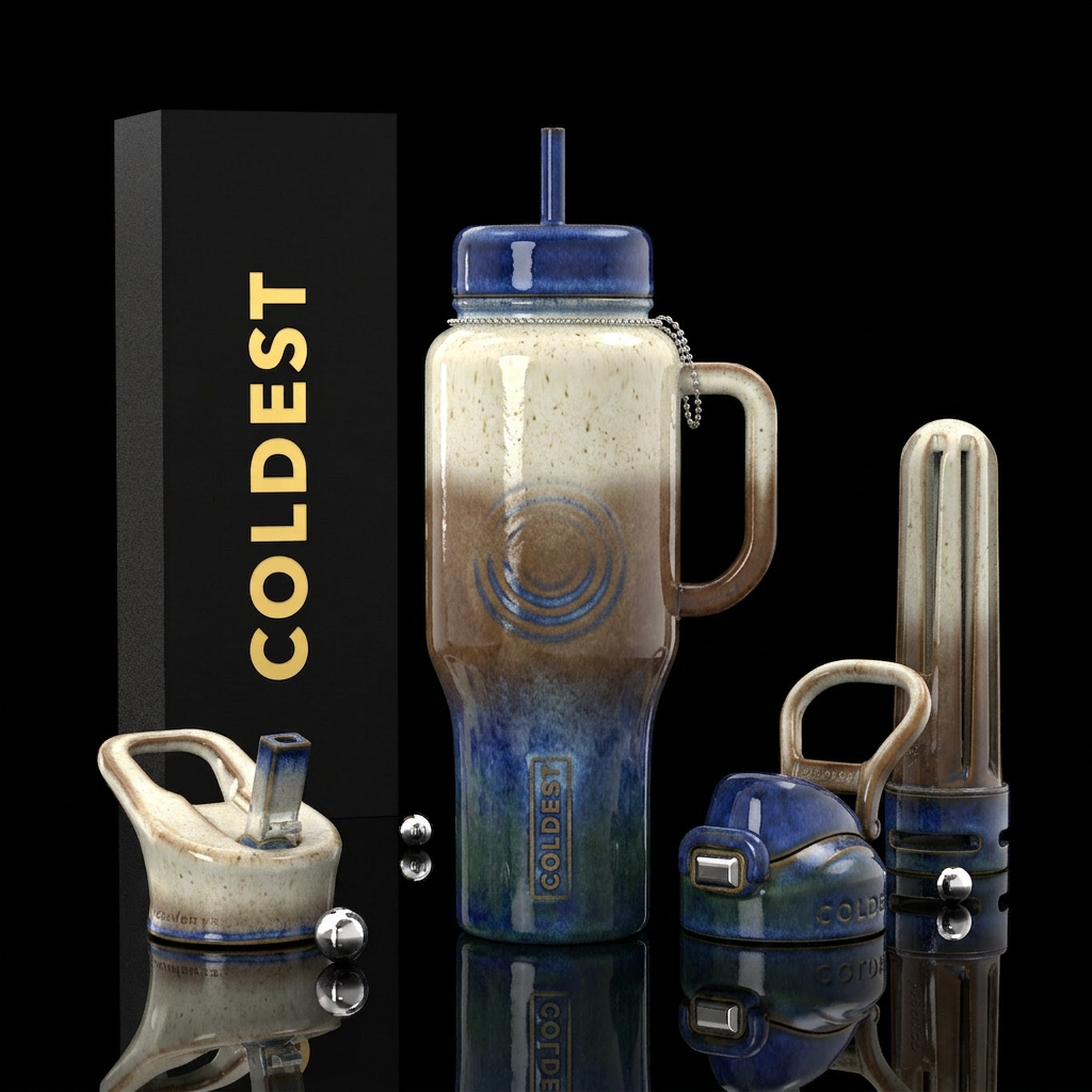 Old Crock style look,glaze, glossy, trompe-l'œil,o... water bottle design