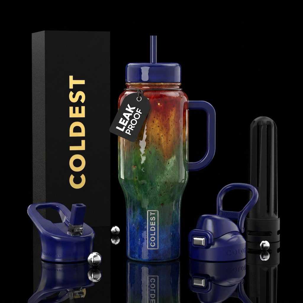 Old Crock style look,glaze, glossy, trompe-l'œil,o... water bottle design